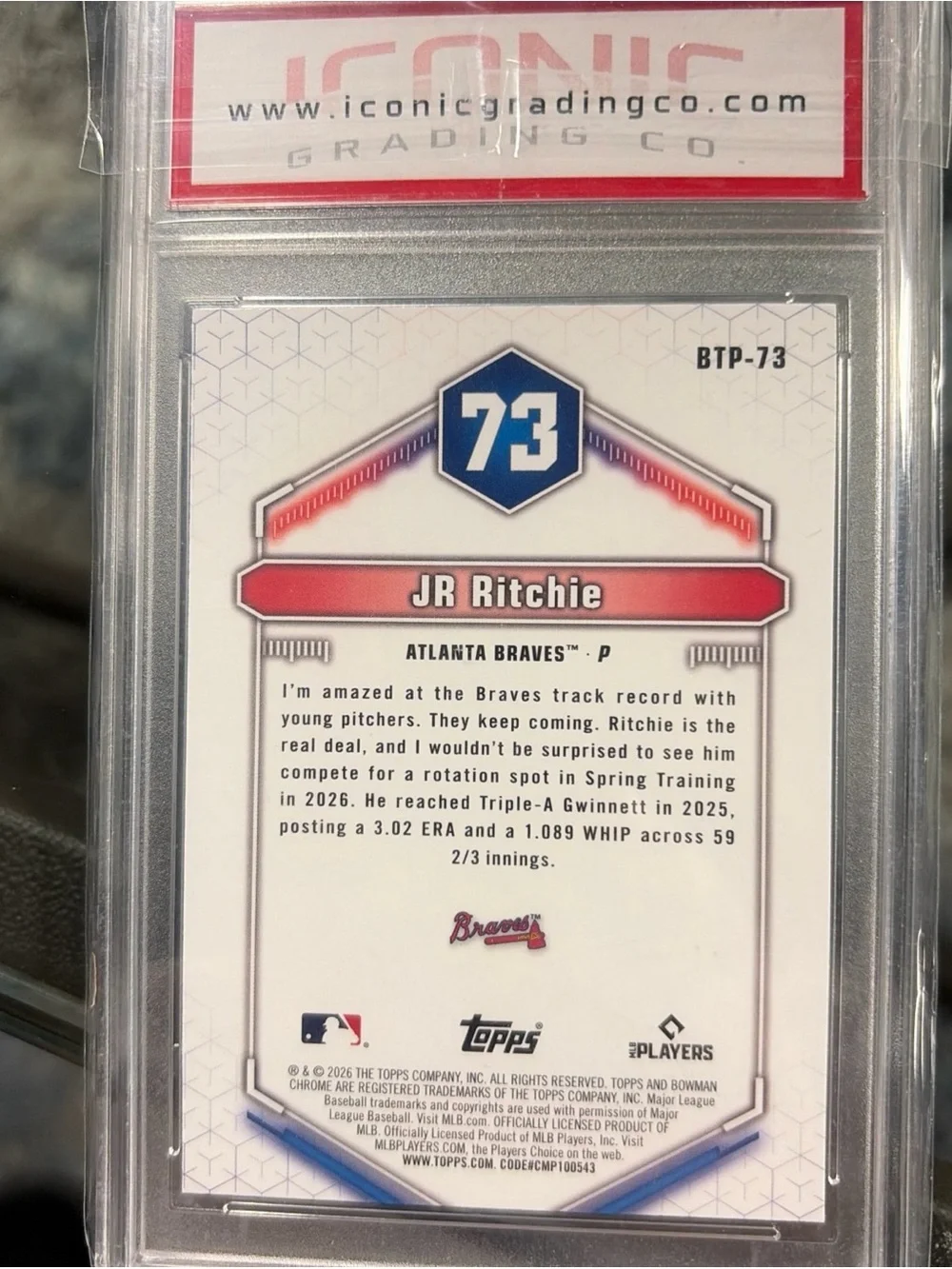 2026 Bowman Chrome Jr Ritchie #73 Top 100 Pristine Baseball Card